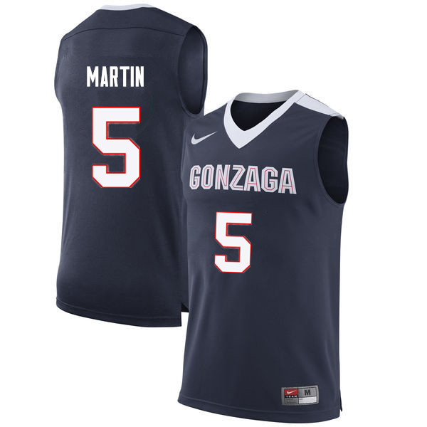 Men Gonzaga Bulldogs #5 Alex Martin College Basketball Jerseys Sale-Navy